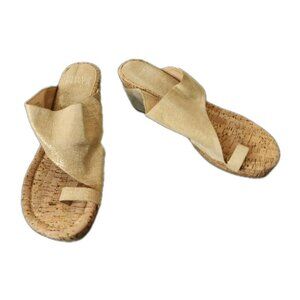 Donald J Pliner Gyer Women's Sz 9.5 M Shoes Brown Comfort Wedge Platform Sandals